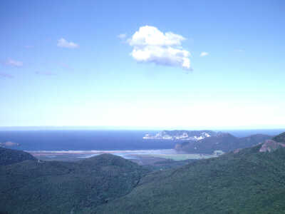 Over Port Fitzroy, heading for Okiwi